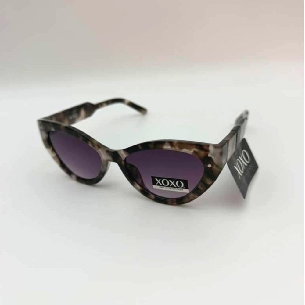 XOXO Cat Eye Sunglasses Marble Tortoise Frame Purple Gradient Lens UV Protection